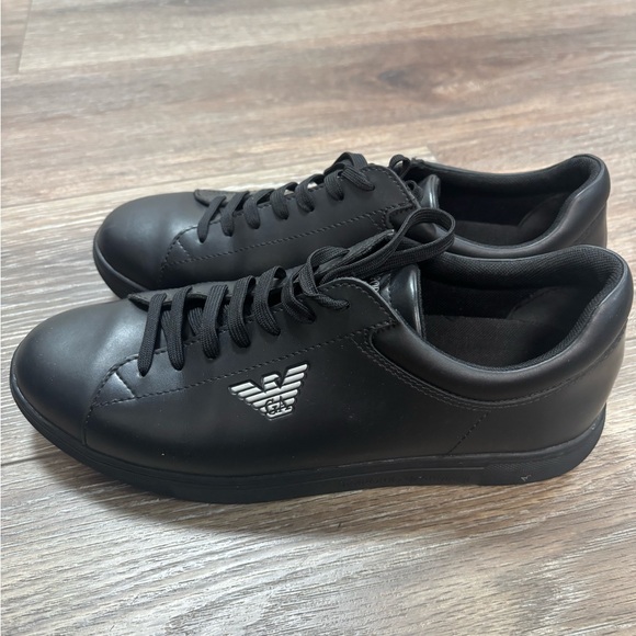 Emporio Armani Men's Black Leather Sneakers